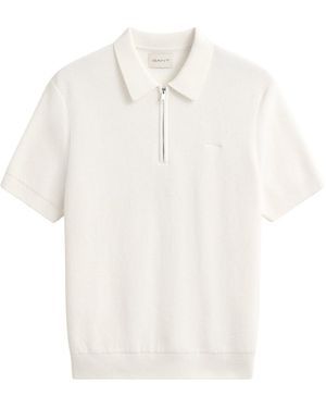 GANT Rib Half Zip Polo Shirt - White