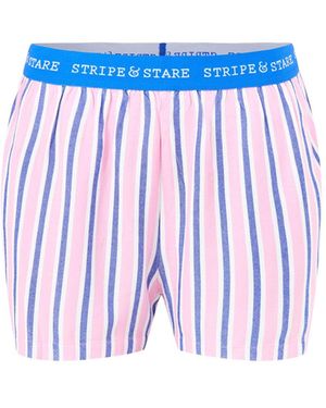 Stripe & Stare Ecovera Pyjama Shorts Stripe - Blue
