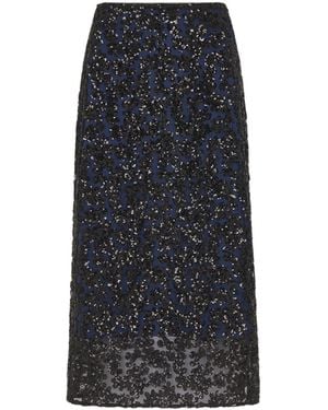 Whistles Women's Floral Sequin Midi Skirt - Black