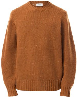 Les Deux Men's Gary Fleck Wool Roundneck Jumper - Brown