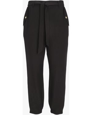 Mint Velvet Belted Popper Joggers - Black