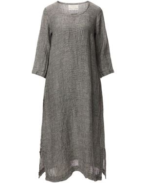 Grizas Long Sleeve Dropped Hem Tweed Dress - Grey