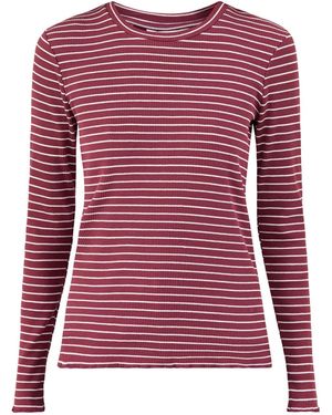 SELECTED Crew Neck Striped T-Shirt - Red