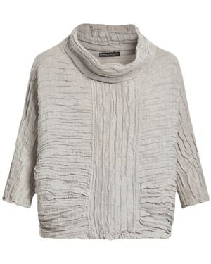 Grizas Women's Cowl Neck Silk Crinkle Blouse - Grey