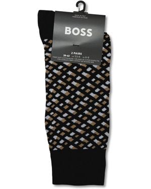 BOSS 2P Rs Monogram Socks - Black
