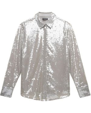 Mint Velvet Women's Sequin Shirt - White