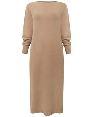 James Lakeland Knitted Midi Dress Taupe - Natural