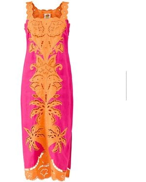 FARM Rio Cutwork Sleeveless Midi Dress - Pink