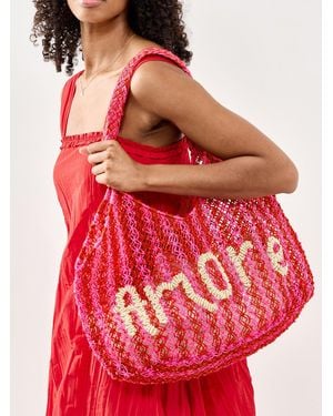 The Jacksons Dora Amore Raffia Tote Bag - Red