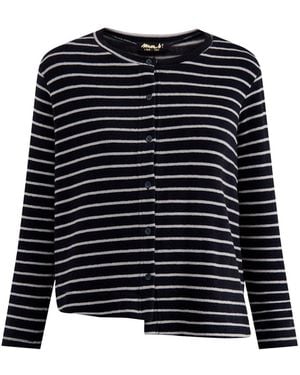 Mama B. Asymmetric Stripe Cardigan - Blue