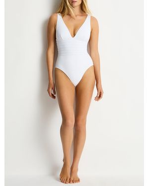 Sea Level De Luxe Plunge Longline Swimsuit - White