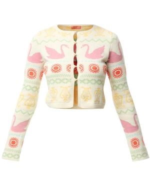 Kitri Women's Carmel Swan Fairisle Knit Cardigan - White