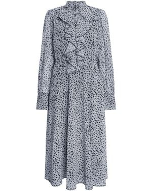 James Lakeland Printed Front Ruffle Midi Dress, Chiffon/Polyester - Grey