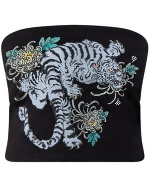 Ed Hardy Snow Tiger Diamante Bandeau Top - Black