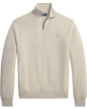 Polo Ralph Lauren Texture Quarter Zip Jumper - White