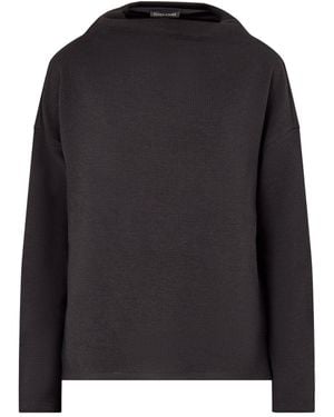 Eileen Fisher High Funnel Neck Box Top - Black