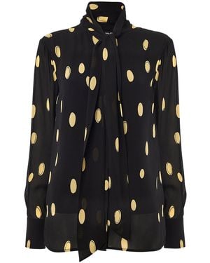 Whistles Abstract Spot Tie Neck Blouse - Black