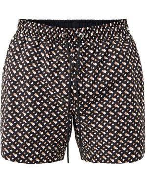 BOSS Manu Corp Monogram Swim Shorts - White