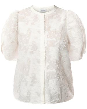 Levete Room Lr-Josy 1 Textured Puff Sleeve Top - White