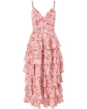 Pretty Lavish Lissy Ruffle Midaxi Dress Berry - Pink