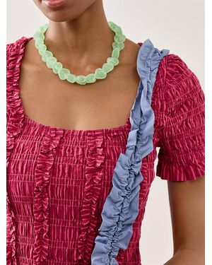 Crystal Haze Jewelry Jelly Heart Choker Necklace 18K - Red