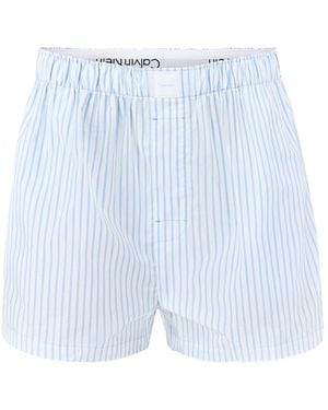 Calvin Klein Poplin Pyjama Shorts - Blue