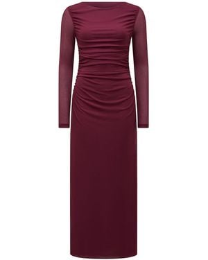 Forever New Brittany Gathered Mesh Midi Dress - Purple
