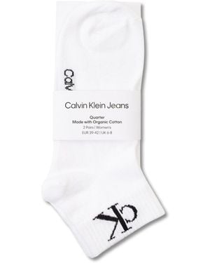 Calvin Klein Quarter 2P Monogram Socks - White
