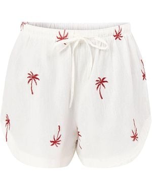 Pieces Kiana Embroidered Shorts Multi - White