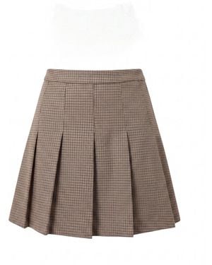 Forever New Alisha Petite Pleated Mini Skirt - Brown