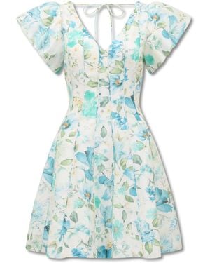 Forever New Camden Puff Sleeves Mini Dress - Blue