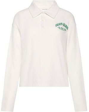Calvin Klein Logo Jersey Polo Pyjama Top - White
