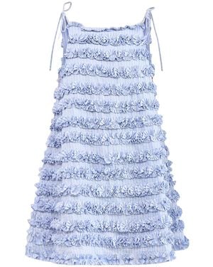Damson Madder Leili Ruffle Mini Dress Stripe - Blue