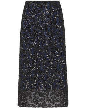 Whistles Floral Sequin Midi Skirt, Polyester - Blue