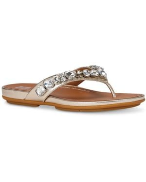 Fitflop Gracie Jewel Del Metallic Flip Flop - White