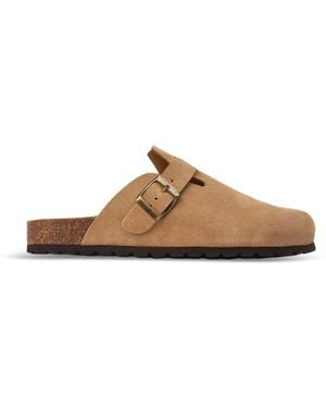 Sole Nye Footbed Mule Slippers, Suede - Brown