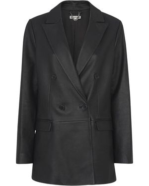 Whistles Women's Aliza Waisted Leather Blazer - Black