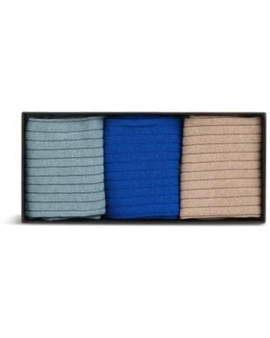 Whistles Women's Ribbed Socks Set Of 3 - Blue
