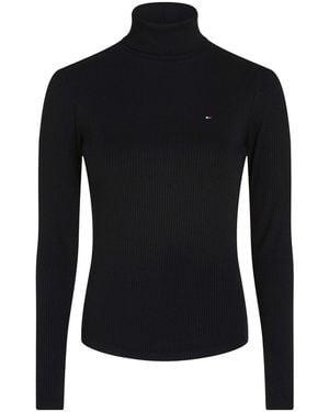 Tommy Hilfiger Roll Neck Slim Long Sleeve T-Shirt - Black