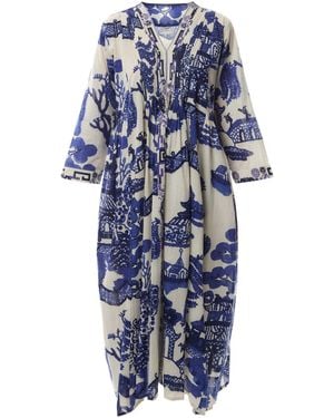 One Hundred Stars Pinch Pleat Dress - Blue
