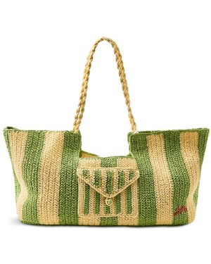 Damson Madder Orla Oversized Raffia Beach Bag - Green