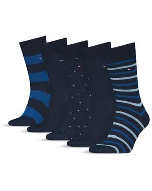 Tommy Hilfiger Five Pack Stripe Dot Socks - Blue