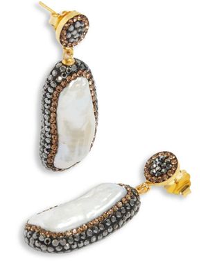 SORU Double Sided Baroque Pearl Earrings - White