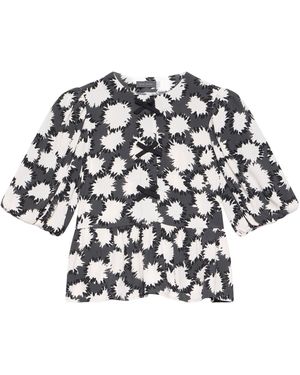 Mint Velvet Women's Grey Abstract Print Top - White