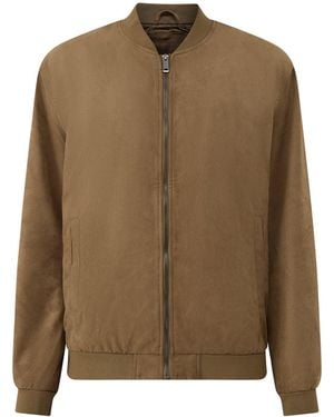 Only & Sons Faux Suede Bomber Jacket – Tan - Brown