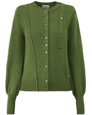 Damson Madder Marla Wool & Cashmere Blend Cardigan - Green