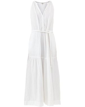 roandzo Cheesecloth Rope Belt Dress - White
