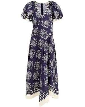 ALÉMAIS Banderra European Midi Dress - Blue