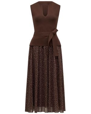 Forever New Catherine Woven Mix Knitted Dress - Brown