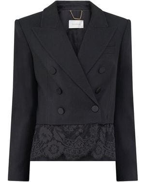 Zimmermann Valiant Lace Cropped Blazer - Black